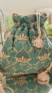 Chikankari Potlis - Green