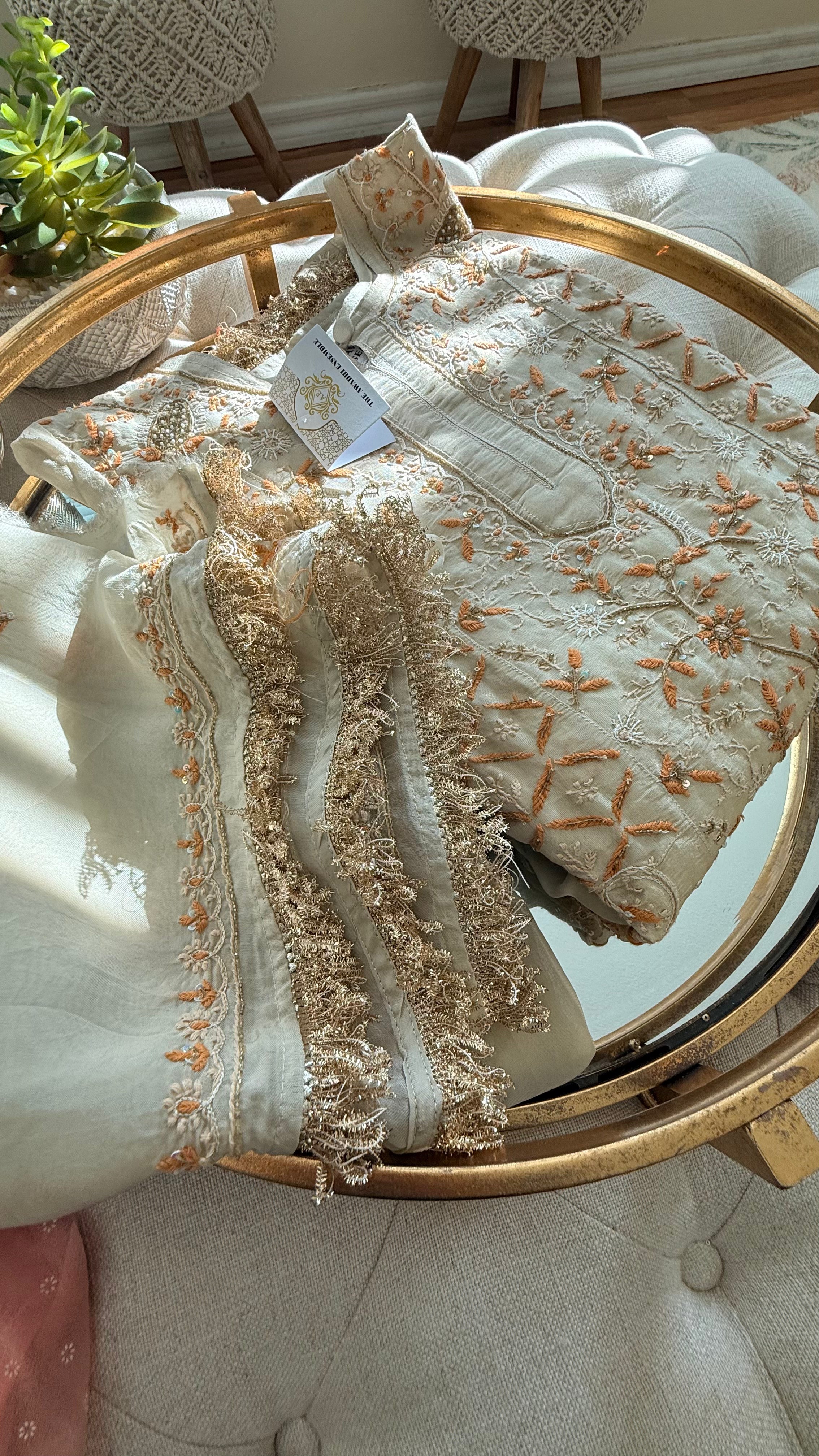 Tissue Silk Anarkali- 3 piece Ready to Wear