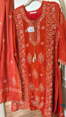 Tissue Silk A Line Panel Suits- Orange