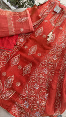 Tissue Silk A Line Panel Suits- Orange