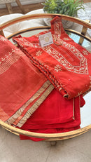 Tissue Silk A Line Panel Suits- Orange