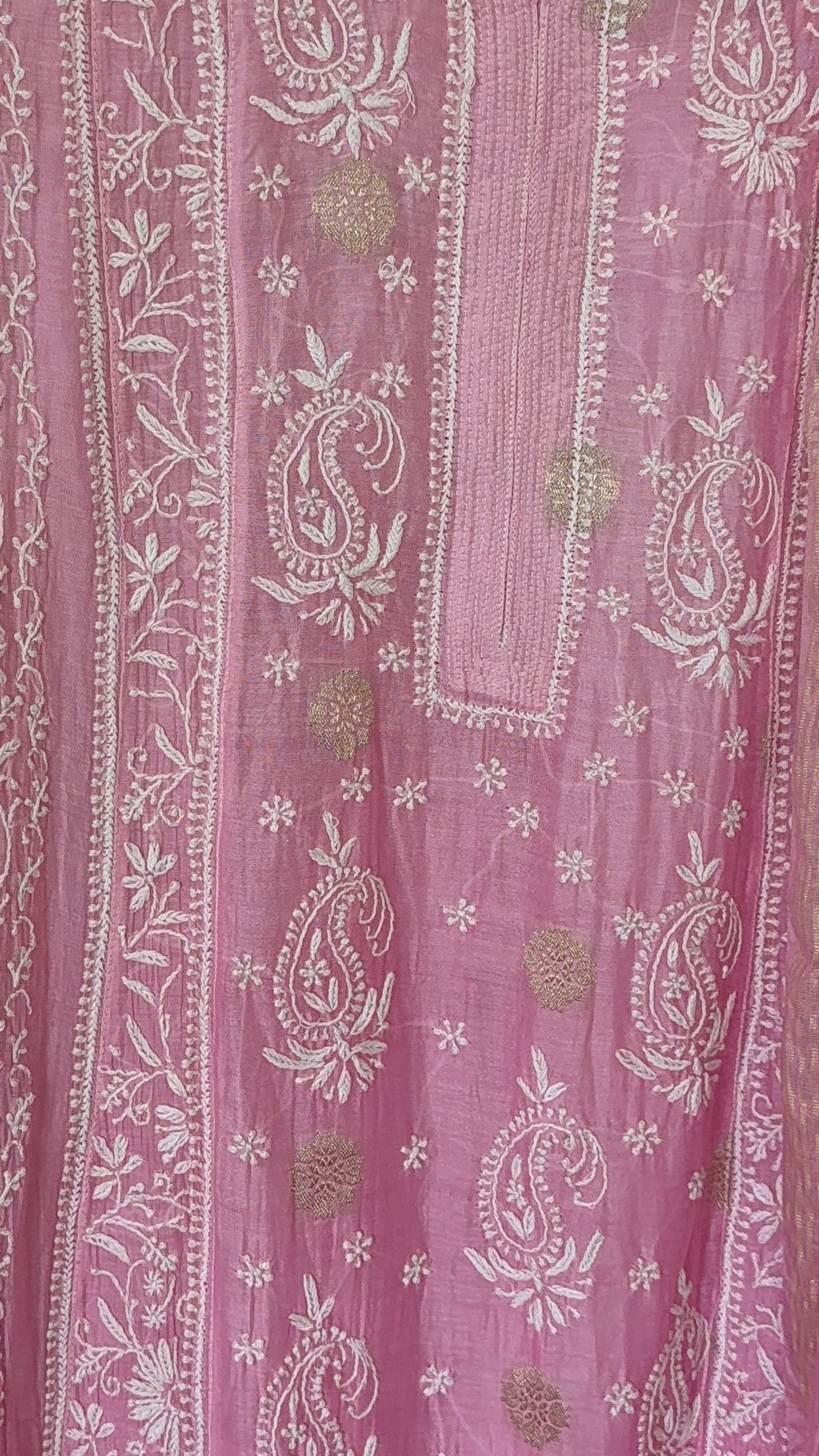 Mul Chanderi Kurta Palazzo Set in Ombre Pink