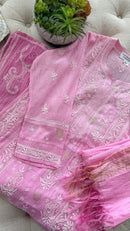 Mul Chanderi Kurta Palazzo Set in Ombre Pink