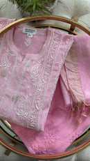 Mul Chanderi Kurta Palazzo Set in Ombre Pink