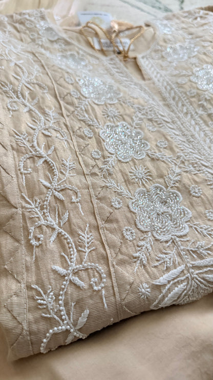 SAHAR: Tissue Silk Daraz Work Chikankari set