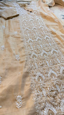 SAHAR: Tissue Silk Chikankari suit set