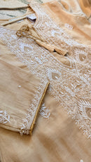 SAHAR: Tissue Silk Chikankari suit set