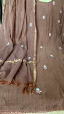 Mul Chanderi ready to wear suit sei- Cobalt blue/Pink/Brown