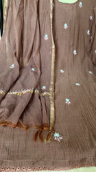Mul Chanderi ready to wear suit sei- Cobalt blue/Pink/Brown