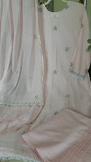 Mul Chanderi ready to wear suit sei- Cobalt blue/Pink/Brown