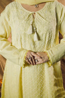 Mul mul Chikankari Anarkali in Sunshine Yellow