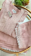 Kota Doriya Chikankari set in a Misty Mauve