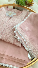 Kota Doriya Chikankari set in a Misty Mauve