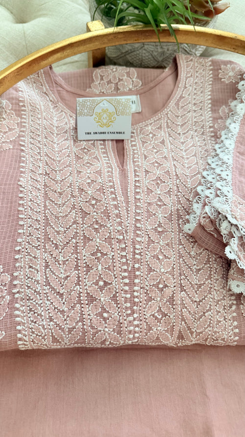 Kota Doriya Chikankari set in a Misty Mauve