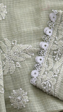 Kota Doriya Chikankari set in a Mint Green