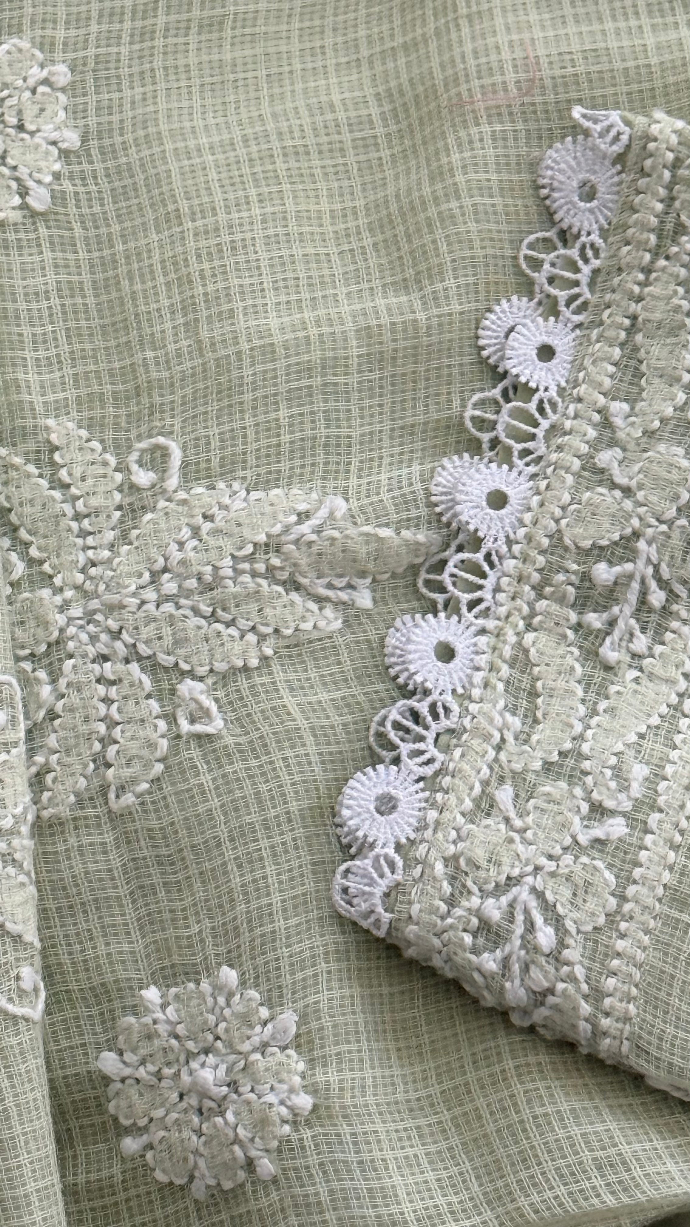 Kota Doriya Chikankari set in a Mint Green