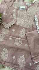 Kota Doriya Chikankari set in a Misty Mauve