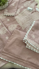 Kota Doriya Chikankari set in a Misty Mauve