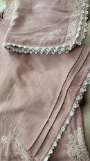 Kota Doriya Chikankari set in a Misty Mauve