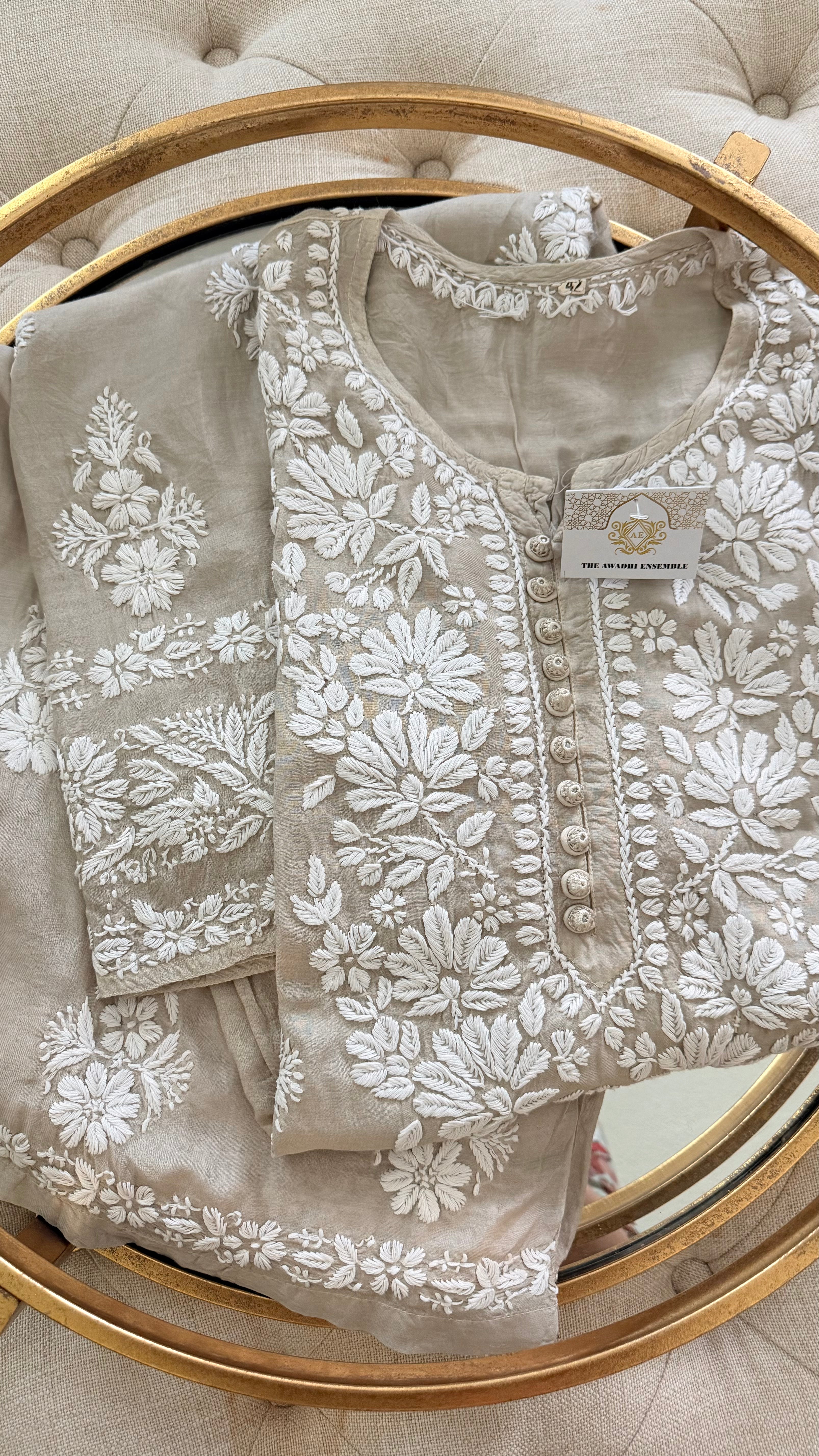 Muslin Chikankari 2 piece Palazzo set
