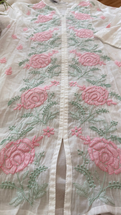 Mul Mul Medium Length Top with Chikankari