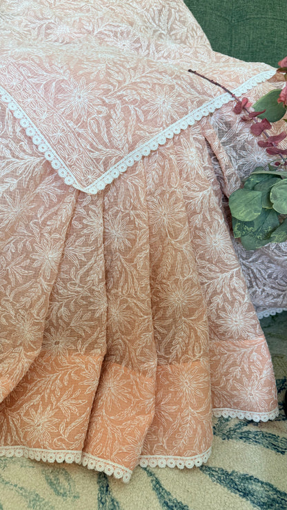 Kota Doriya Saree with Tepchi Work- Peach