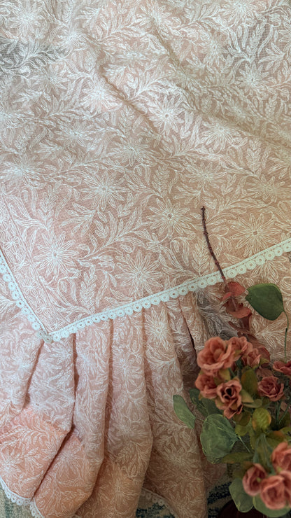 Kota Doriya Saree with Tepchi Work- Peach