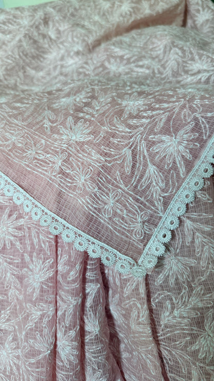 Kota Doriya Saree with Tepchi Work in Baby Pink