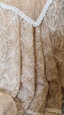 Semi Georgette Saree with Tepchi Work in Brown