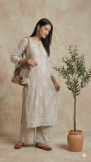 Muslin Chikankari 2 piece Palazzo set