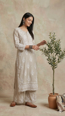 Muslin Chikankari 2 piece Palazzo set