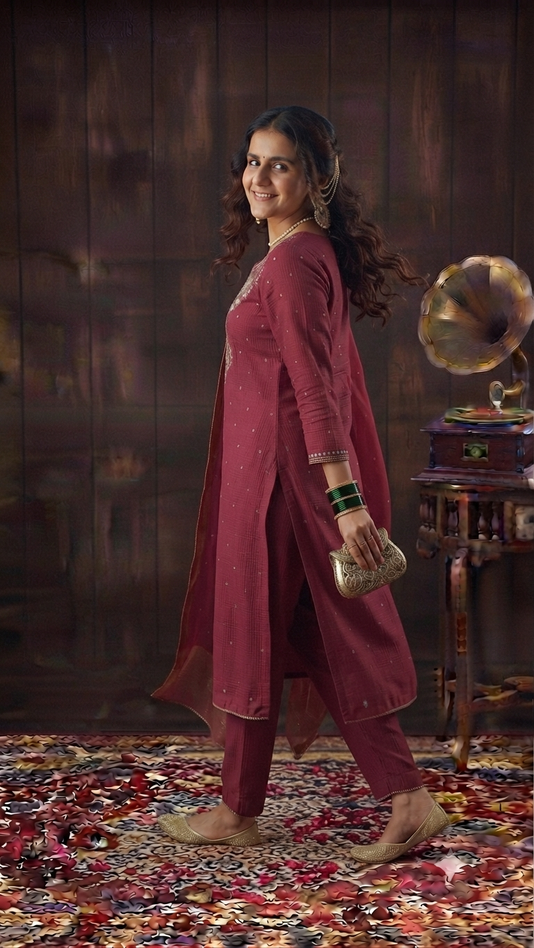 Mul Chanderi Ready to Wear sets with Pitta, Kasab and Cutdana work in Majenta