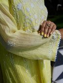 Mul Chanderi Anarkali: Ombre Lemon