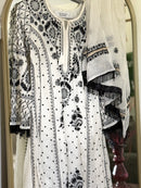 Mul Chanderi Anarkali: Black on Ivory