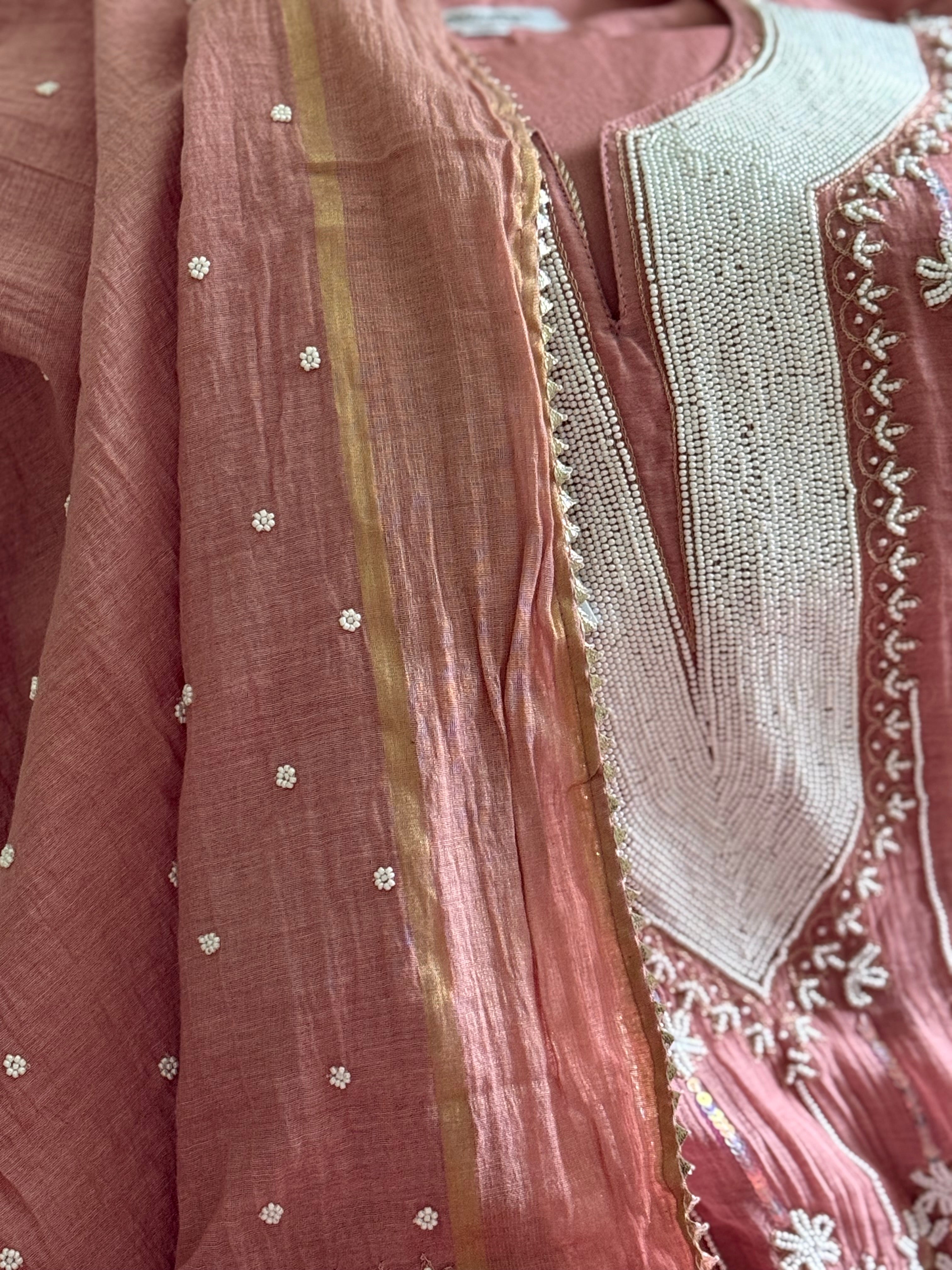 Mul Chanderi Anarkali Ready to Wear Set