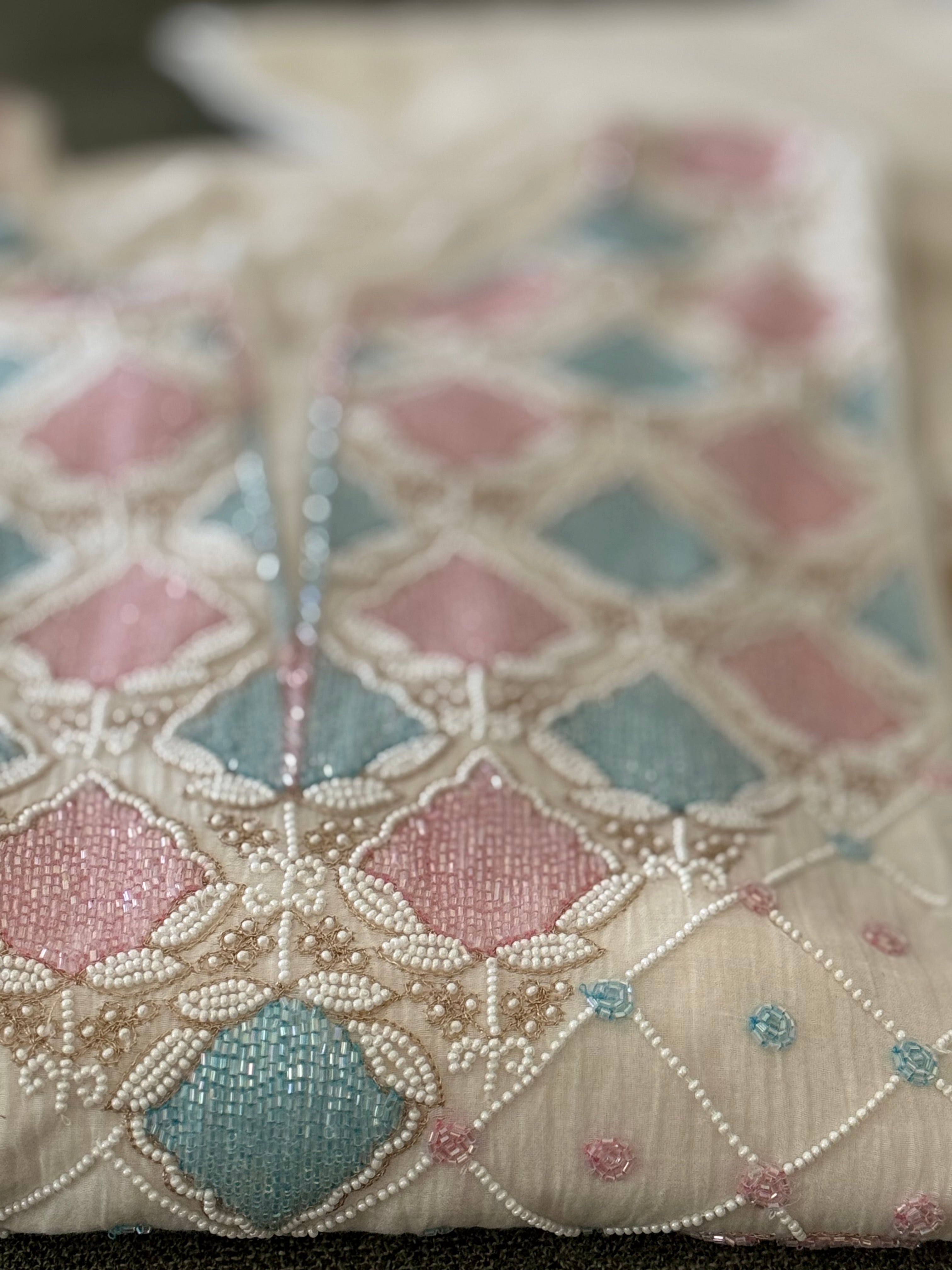 Mul Chanderi Ready to Wear Suit Sets: Ivory