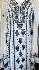Mul Chanderi Anarkali: Black on Ivory