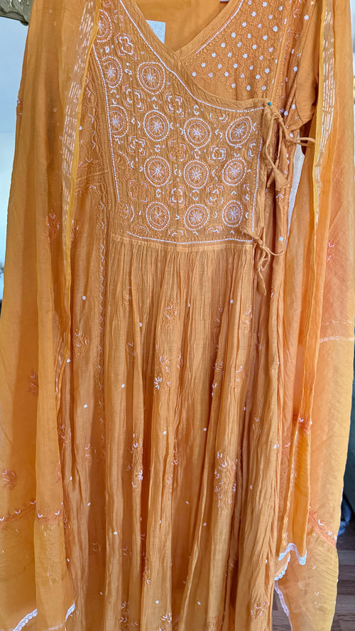 Mul Chanderi Angarkha Style Ready to Wear Set