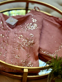 Mul Chanderi Co Ord Set with Pitta Work