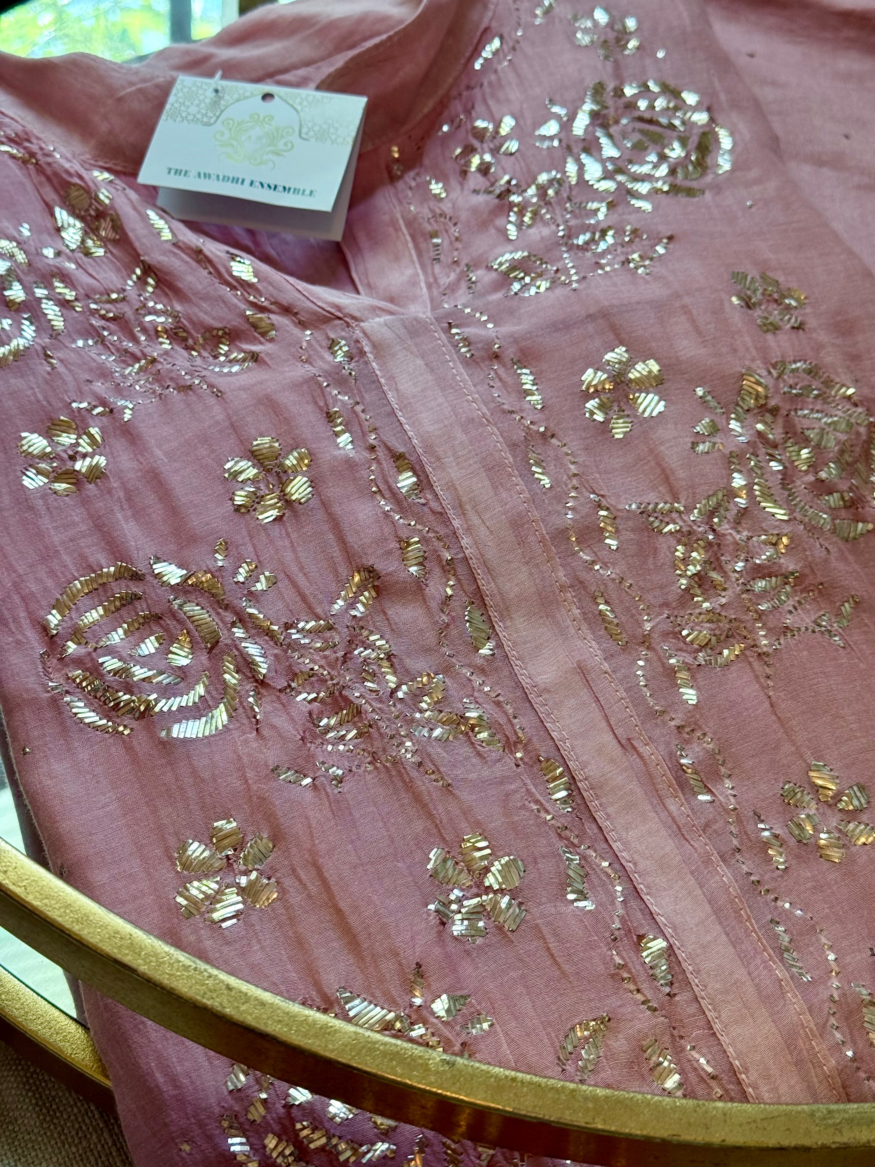 Mul Chanderi Co Ord Set with Pitta Work