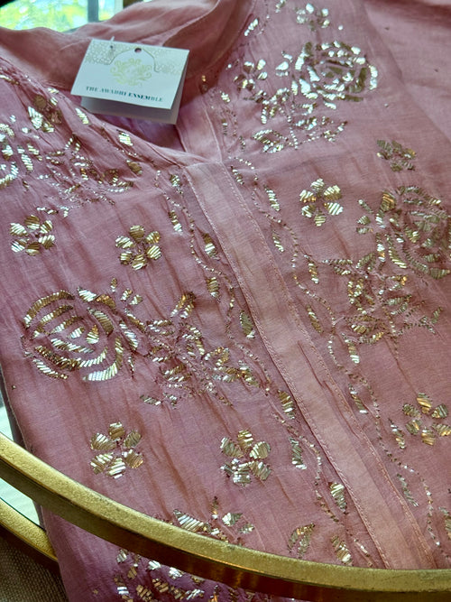 Mul Chanderi Co Ord Set with Pitta Work