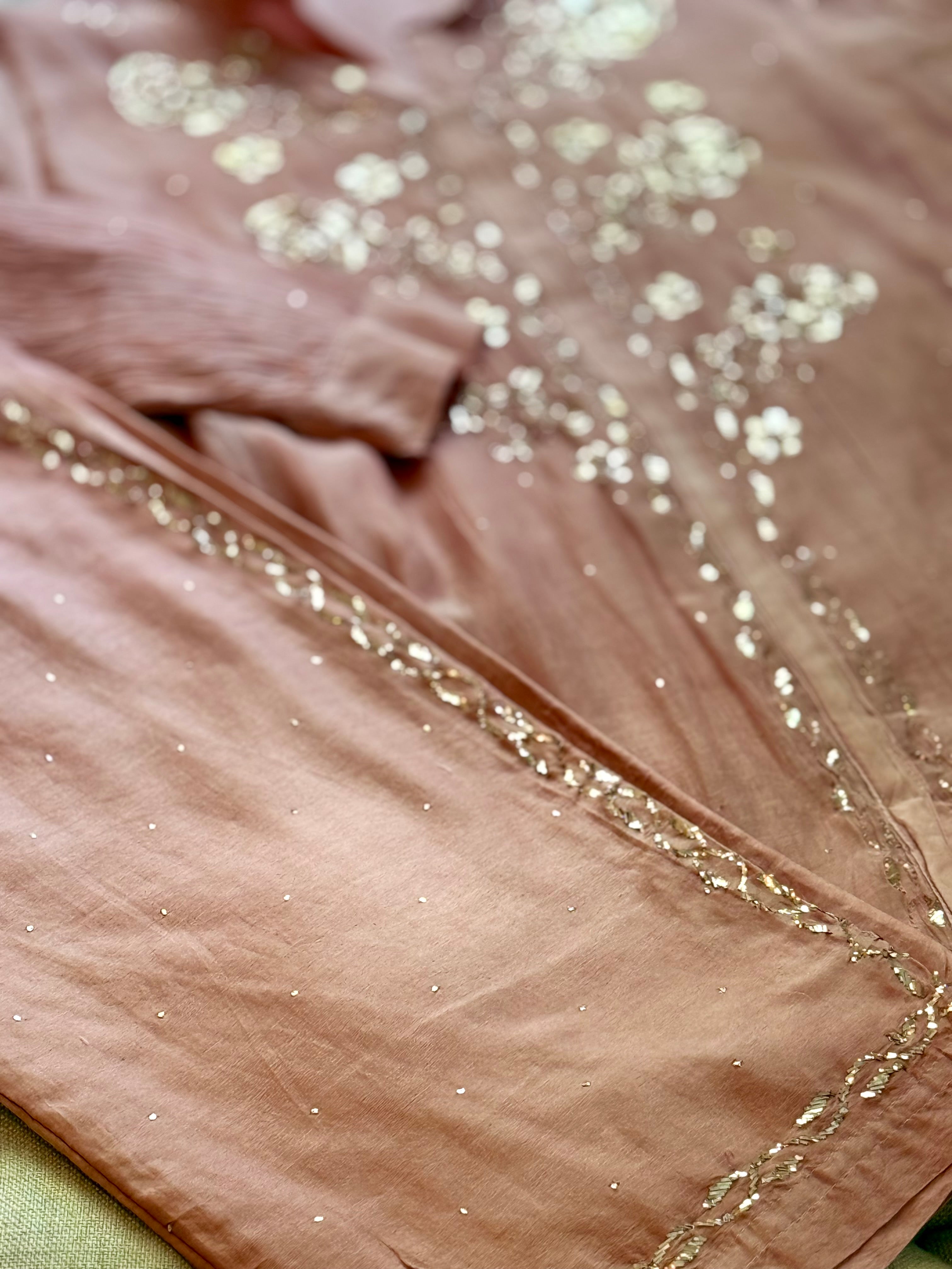 Mul Chanderi Co Ord Set with Pitta Work