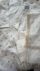 Mul Chanderi Chikankari Anarkali with Banarasi bootis, pearl & cutdana embellishments- Ivory