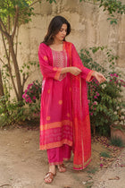 Gajji Silk Bandhani Print Ready to Wear Set- Majenta