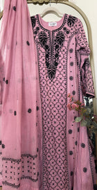 Onion Pink Mul Chanderi Chikankari Anarkali