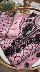 Onion Pink Mul Chanderi Chikankari Anarkali
