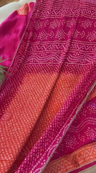 Gajji Silk Bandhani Print Ready to Wear Set- Majenta