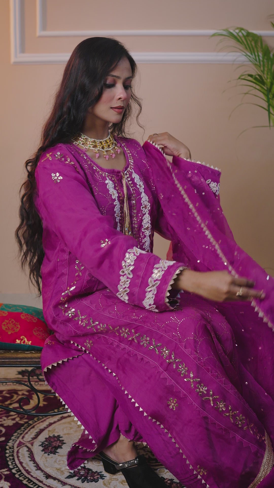 Ghazal Organza Ready to Wear Set with Pitta & Kaamdani Work