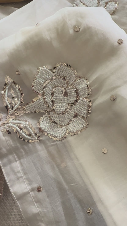 Ivory Organza/ Chanderi Silk Sharara set