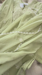 Kota Doriya Chikankari set in a Mint Green